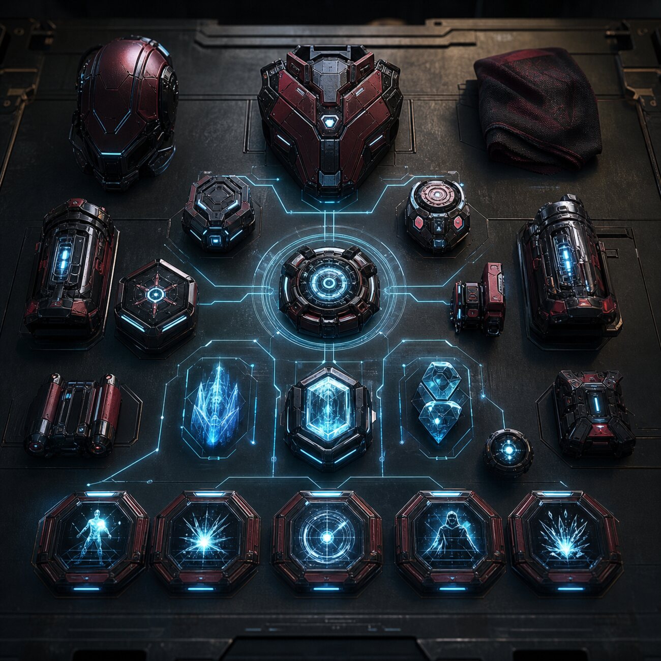 Modular Betmatch loadout arranged on a tactical workbench